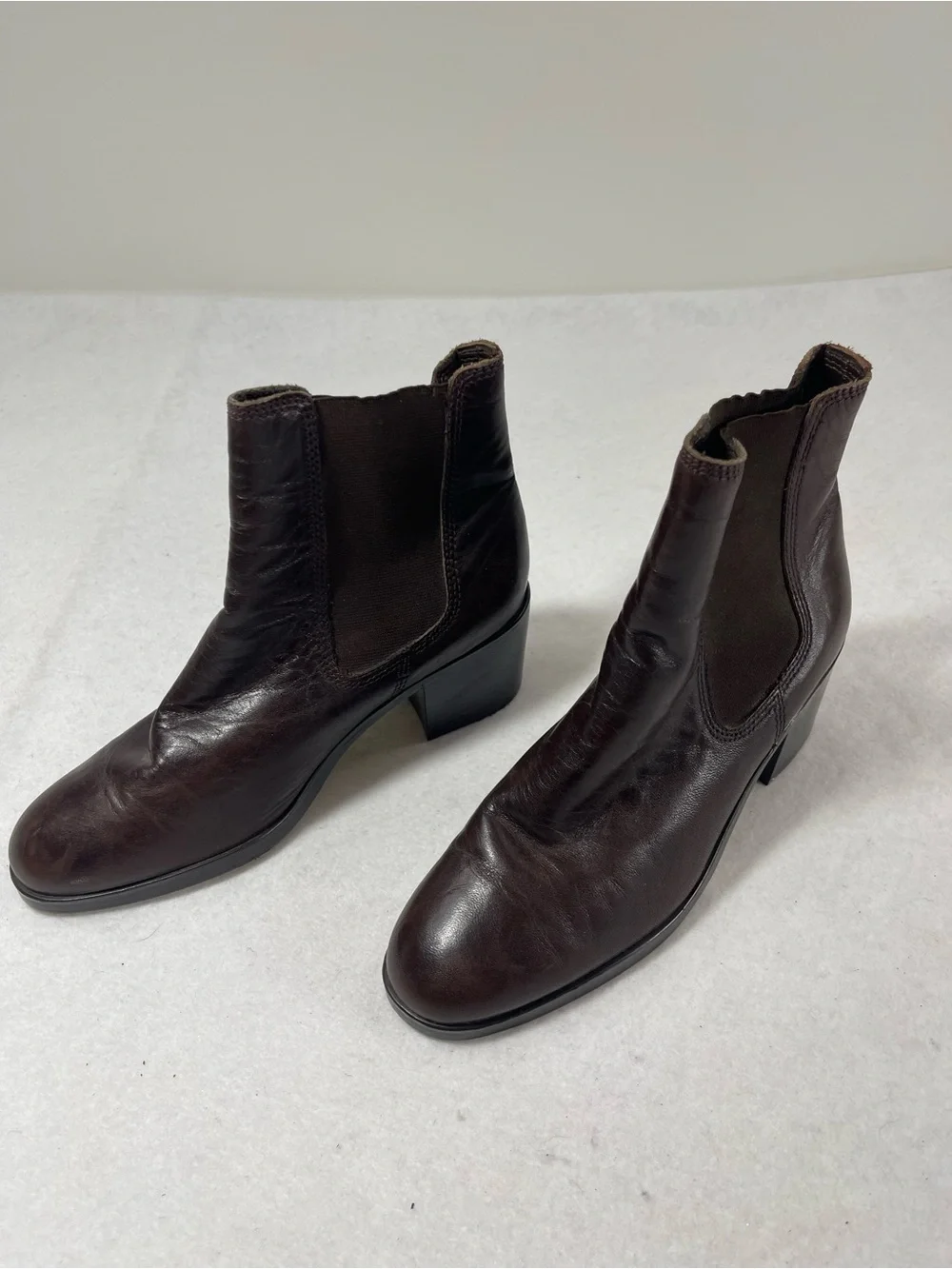 Mootsies Tootsies Brown Leather Chelsea Ankle Boots Women’s 7.5M Block Heel